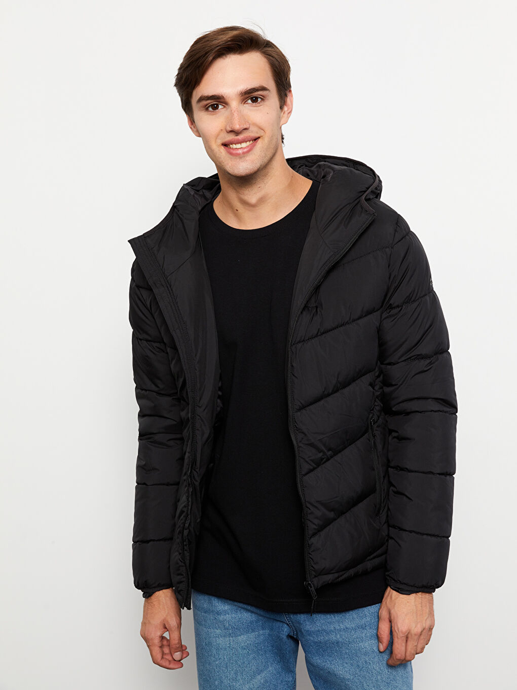 Slim Fit Hooded Men's Puffer Coat -S30312Z8-CVL