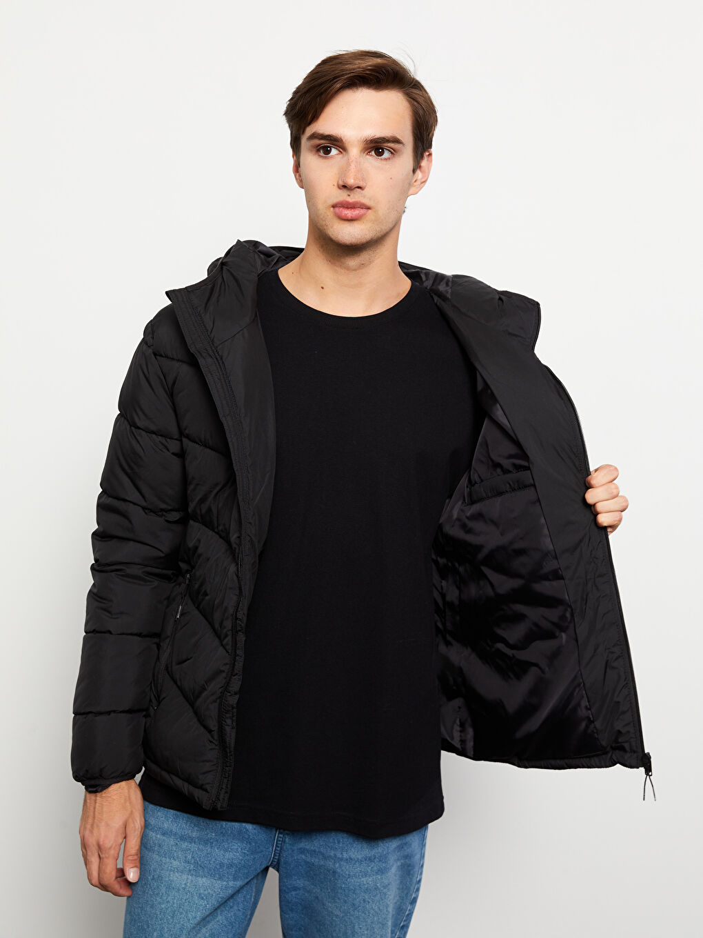 Slim Fit Hooded Men's Puffer Coat -S30312Z8-CVL