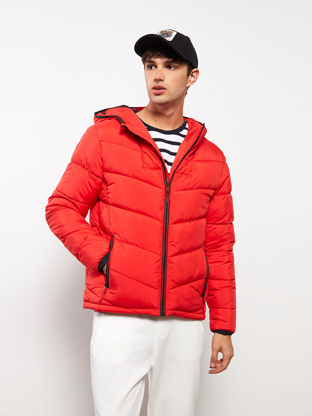 Slim Fit Hooded Men's Puffer Coat -S30312Z8-J4N