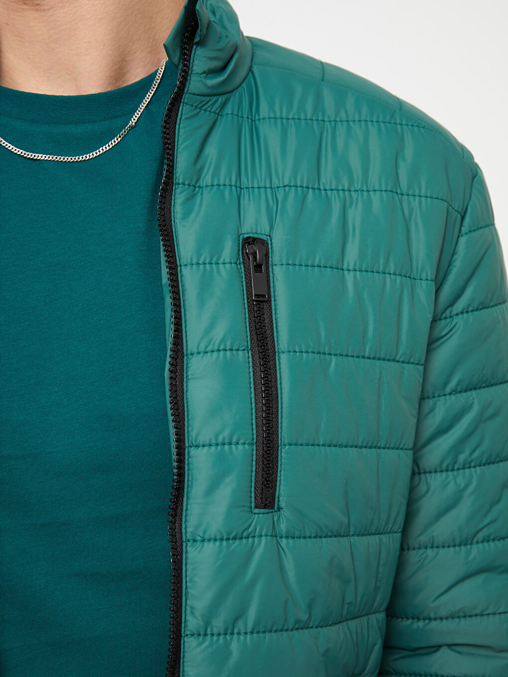 Slim Fit Funnel Neck Men's Puffer Coat-3