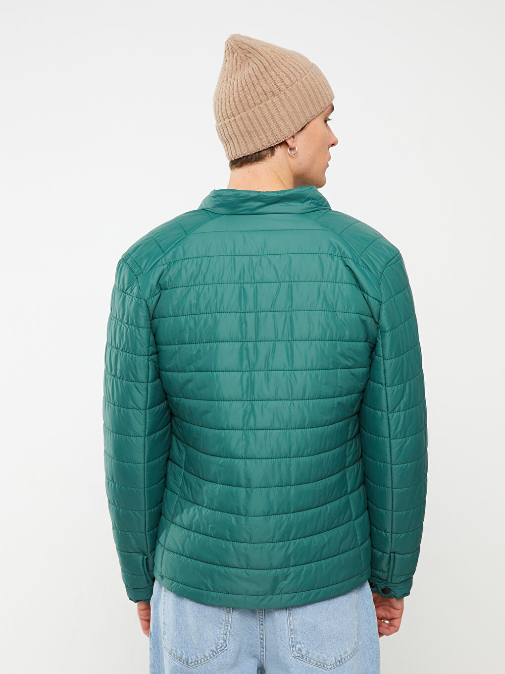 Slim Fit Funnel Neck Men's Puffer Coat-5