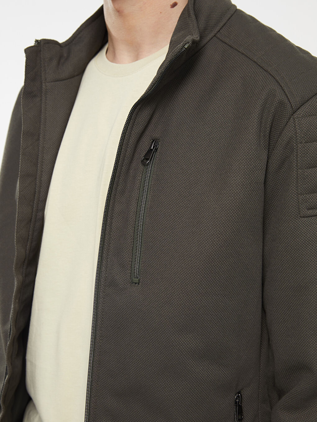 Slim Fit Funnel Neck Men's Coat -S30315Z8-SPM