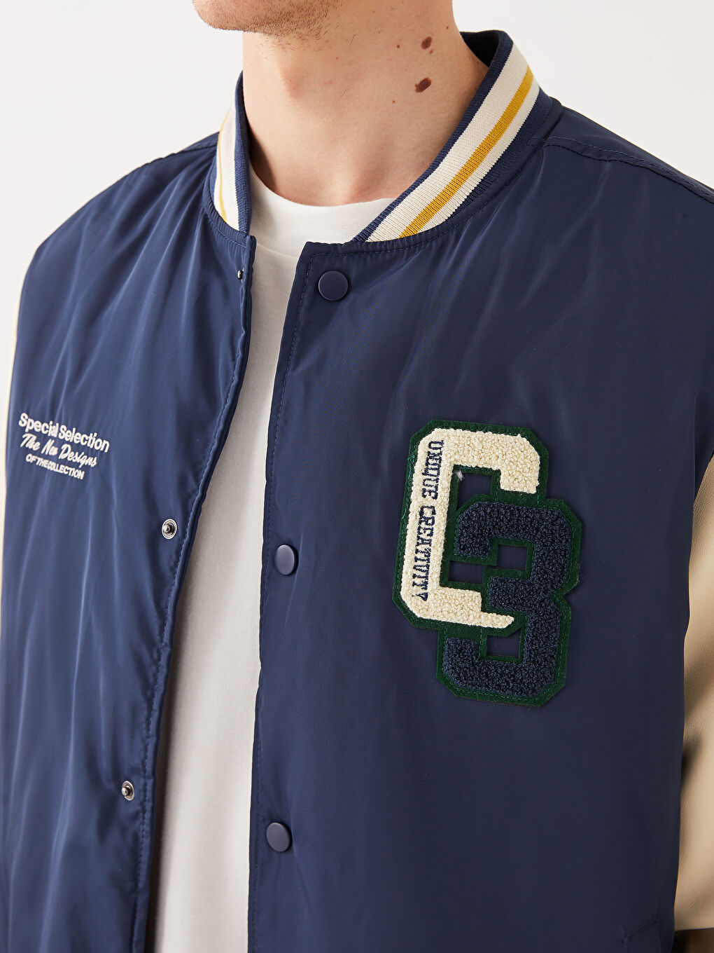 Palton Bomber cu Guler Colegiu Standard Fit pentru Bărbați-2