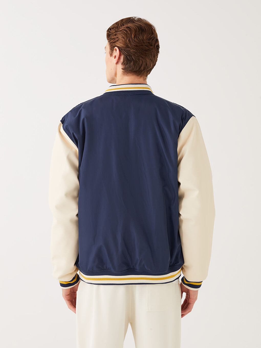 Palton Bomber cu Guler Colegiu Standard Fit pentru Bărbați-4