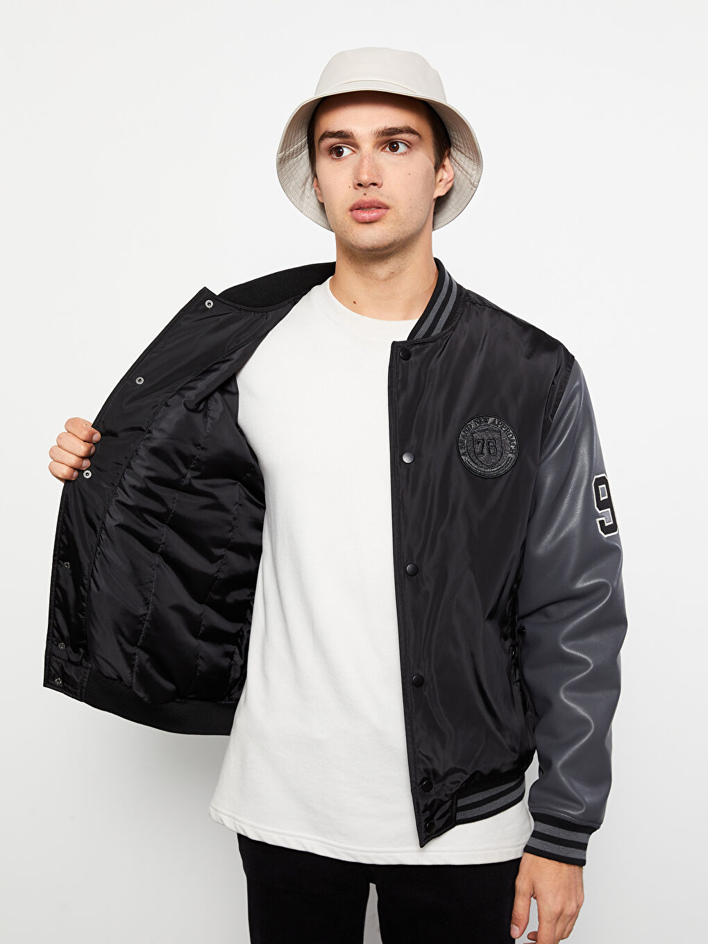 Куртка-бомбер для чоловіків зі стандартним кроєм і коміром коледж-2
