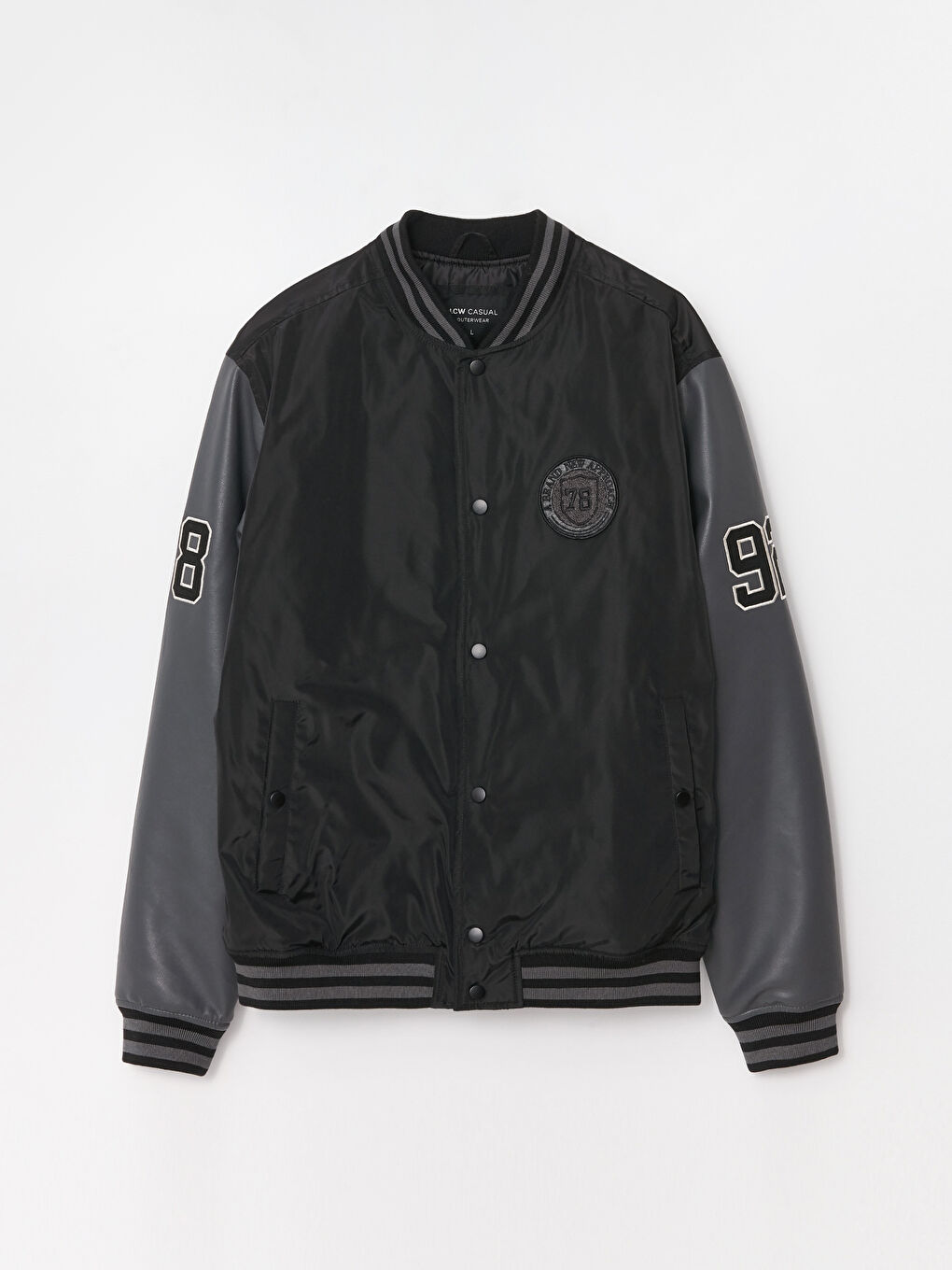Куртка-бомбер для чоловіків зі стандартним кроєм і коміром коледж-5