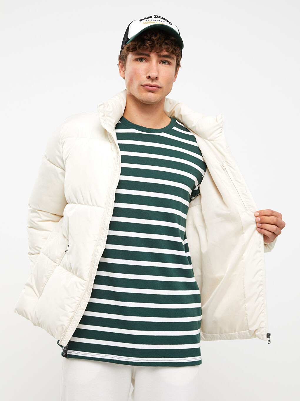 Standard Fit Trichterkragen Herren Steppmantel-2