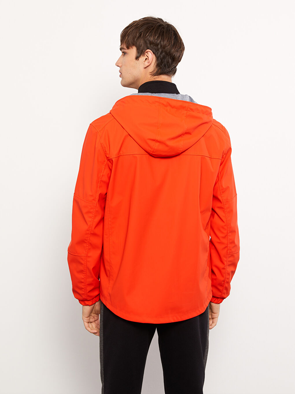Turuncu Standart Kalıp Kapüşonlu Erkek Yağmurluk-5
