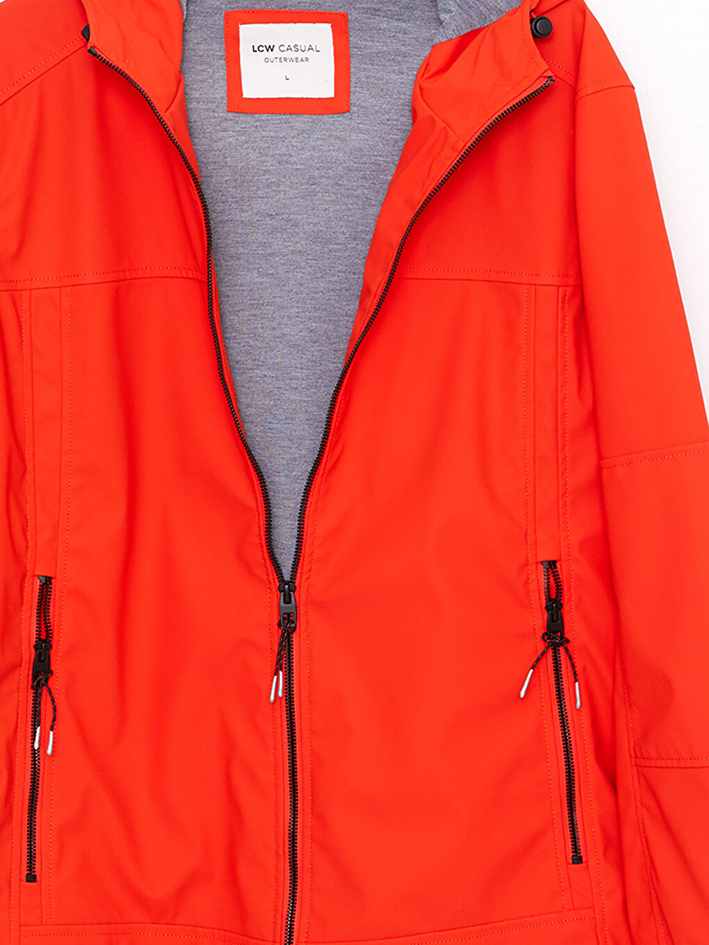 Turuncu Standart Kalıp Kapüşonlu Erkek Yağmurluk-8