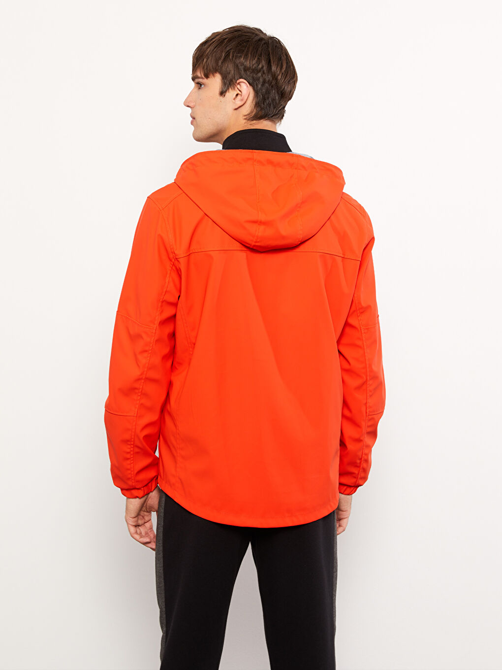 Turuncu Standart Kalıp Kapüşonlu Erkek Yağmurluk-5