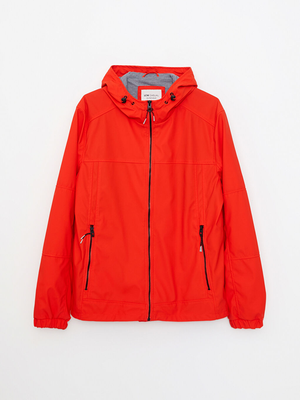 Turuncu Standart Kalıp Kapüşonlu Erkek Yağmurluk-6