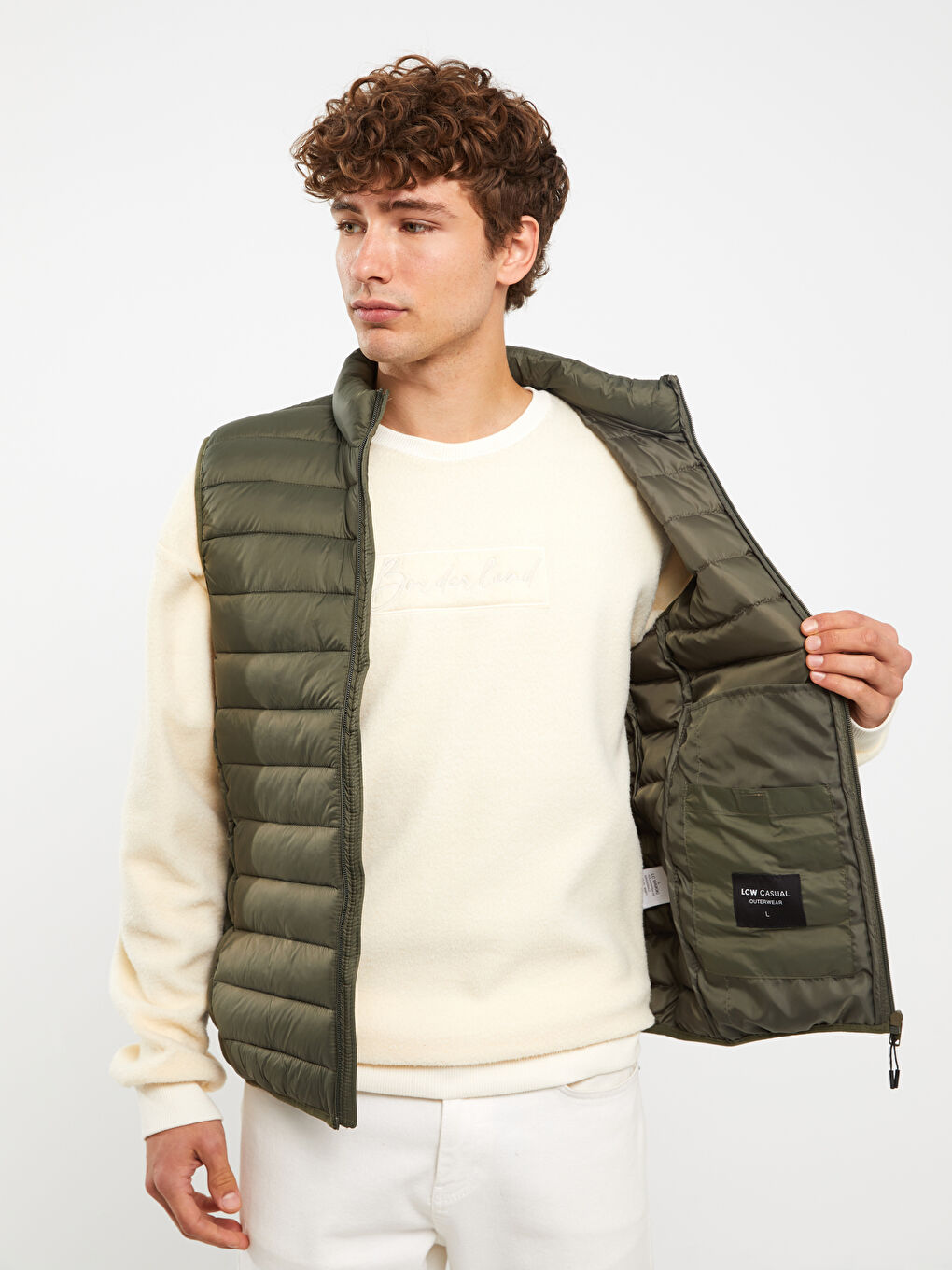 فيست منتفخ بياقة قمع رفيع للرجال-2