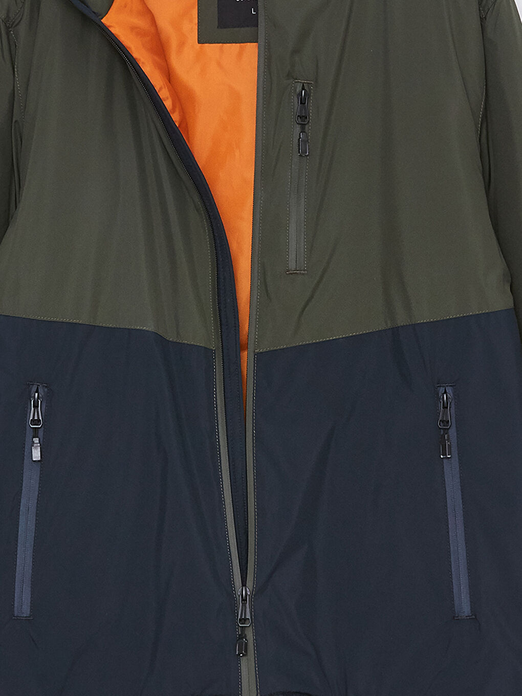 Yeşil Standart Kalıp Kapüşonlu Erkek Mont-7