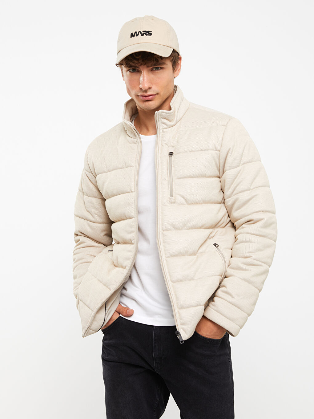 Standard Fit Funnel Neck Men's Puffer Coat -S30339Z8-SPY