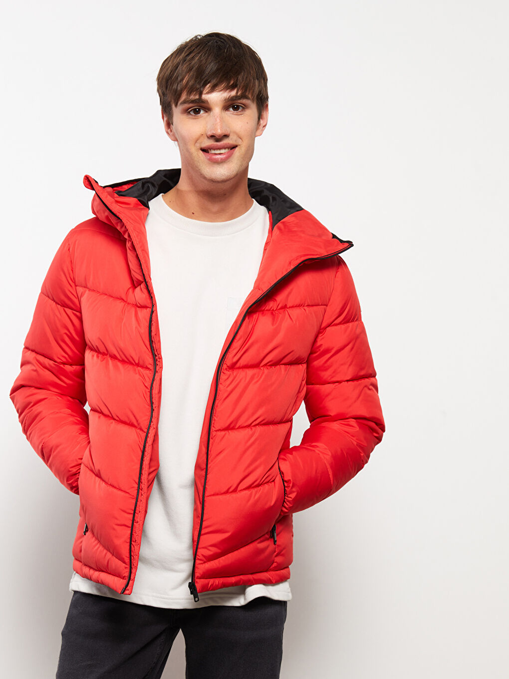 სტანდარტული ჭრა კაპიუშონიანი მამაკაცის დუტის ქურთუკი-1