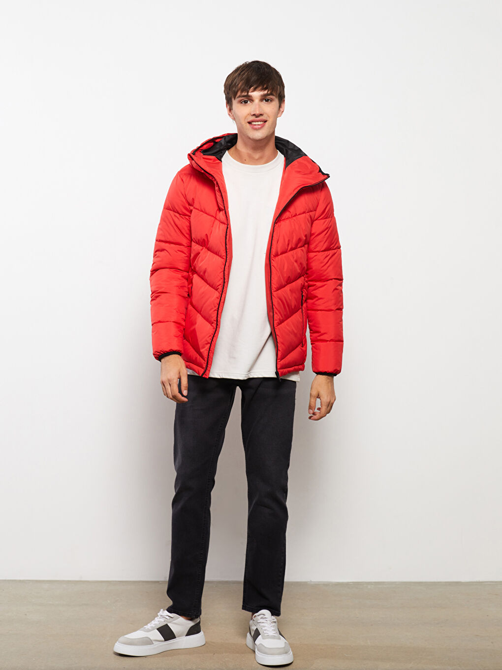 სტანდარტული ჭრა კაპიუშონიანი მამაკაცის დუტის ქურთუკი-3