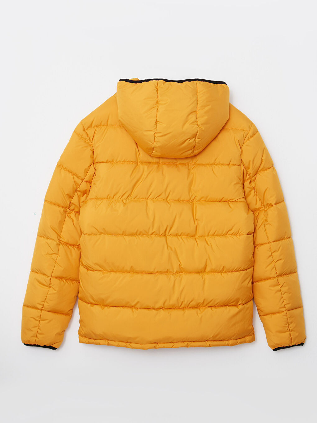 Sarı Standart Kalıp Kapüşonlu Erkek Şişme Mont-1