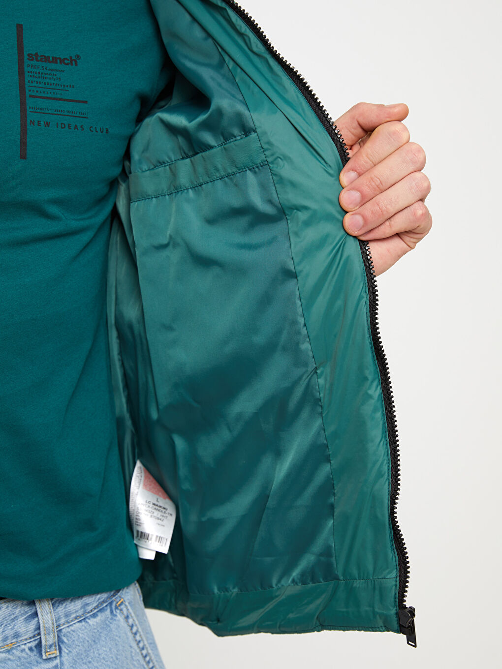 Yeşil Slim Fit Dik Yaka Erkek Şişme Mont-3