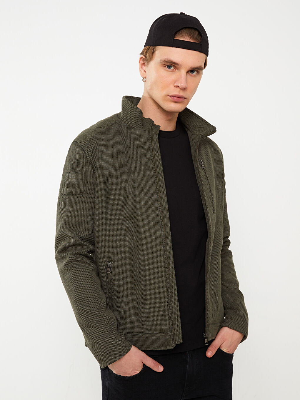 Slim Fit Dik Yaka Erkek Mont-1