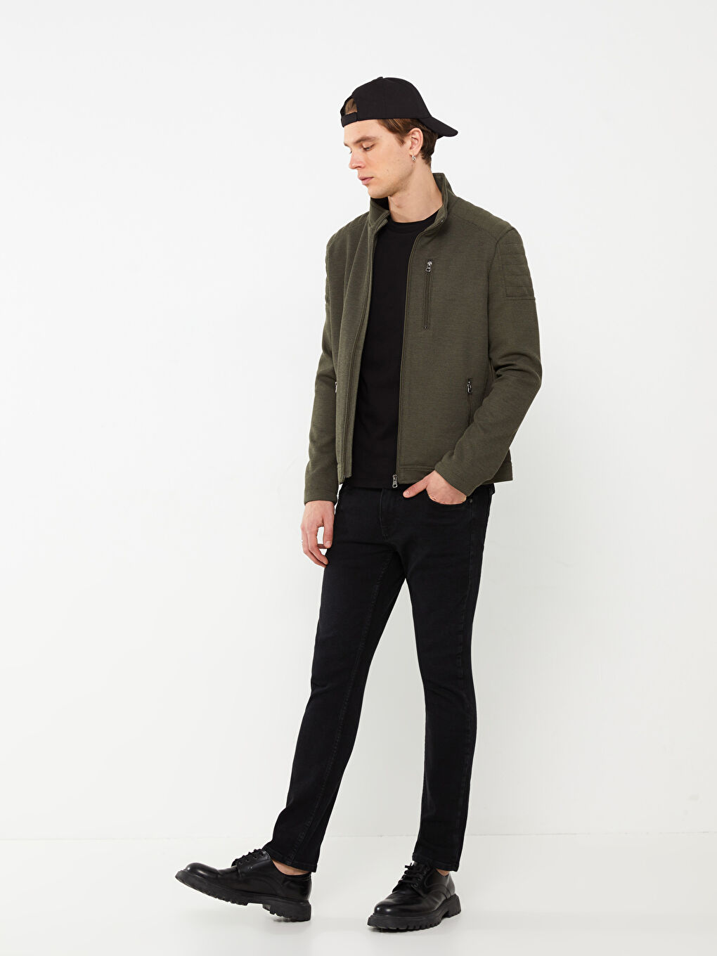 Slim Fit Dik Yaka Erkek Mont-2