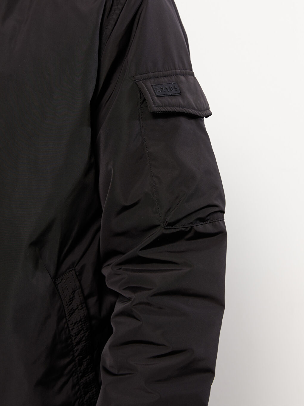 Siyah Rahat Kalıp Kolej Yaka Bomber Erkek Mont-2