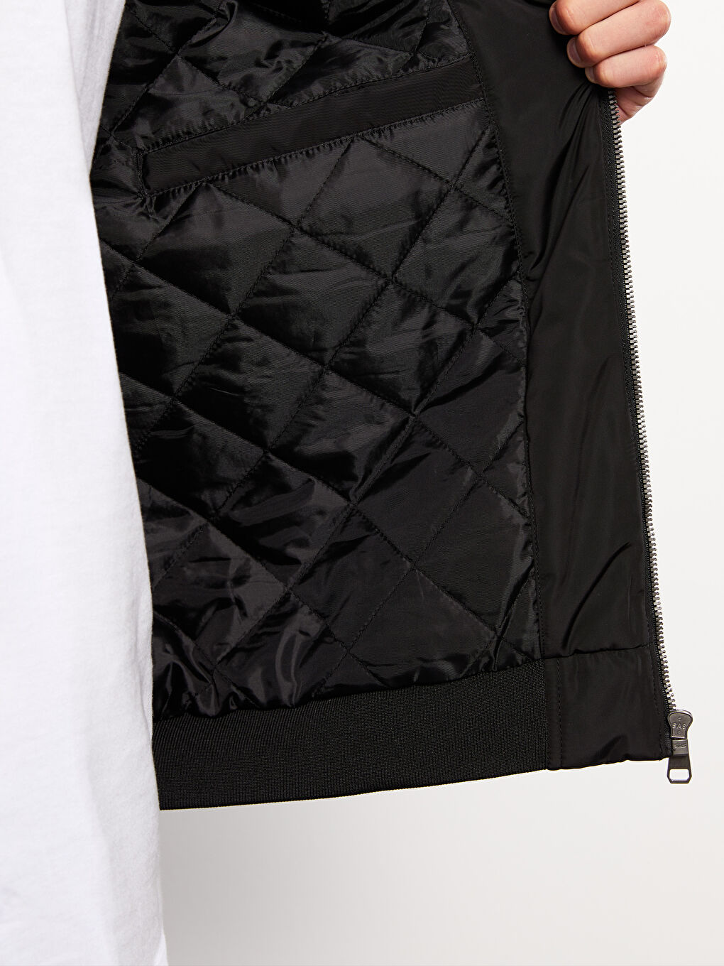 Siyah Rahat Kalıp Kolej Yaka Bomber Erkek Mont-3