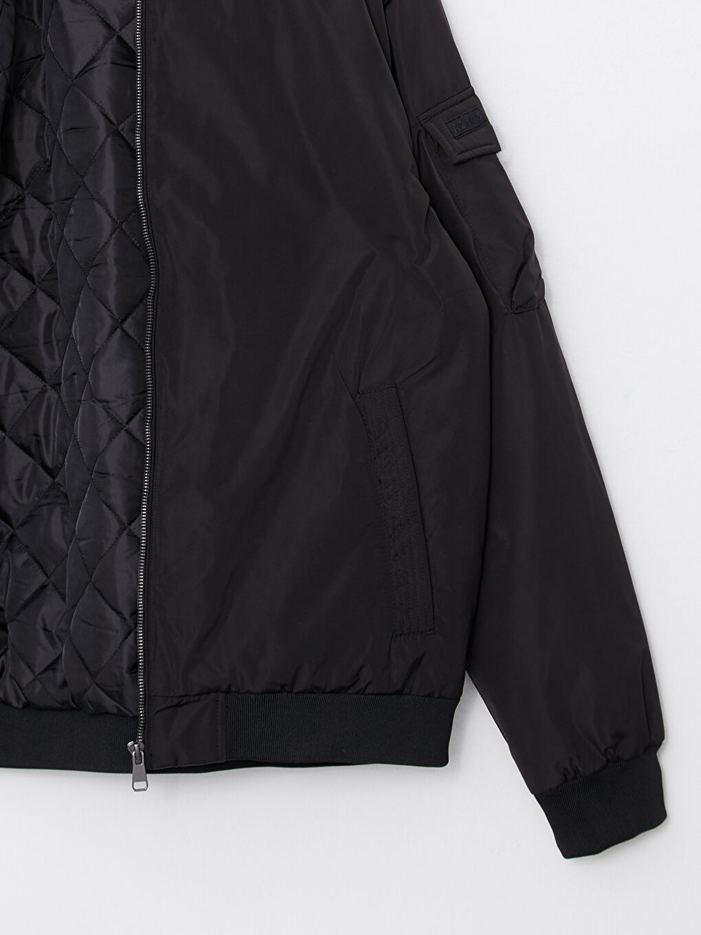 Siyah Rahat Kalıp Kolej Yaka Bomber Erkek Mont-7