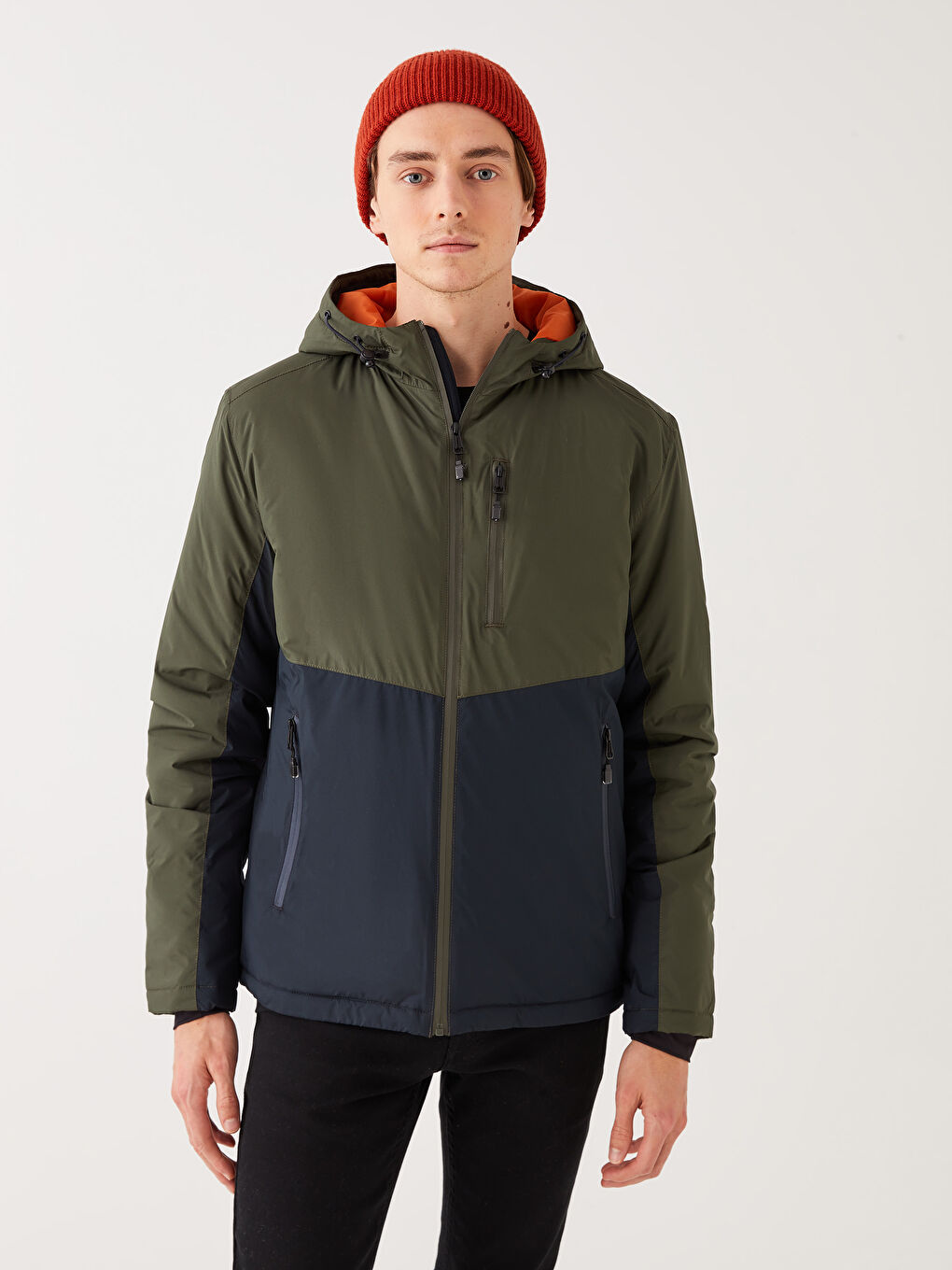 Yeşil Standart Kalıp Kapüşonlu Erkek Yağmurluk-1