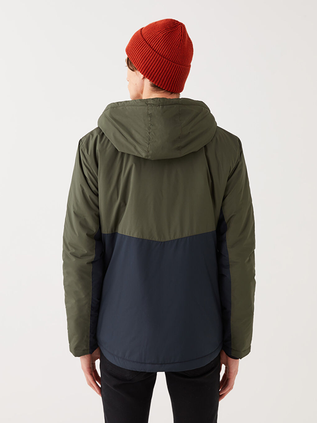 Yeşil Standart Kalıp Kapüşonlu Erkek Yağmurluk-4