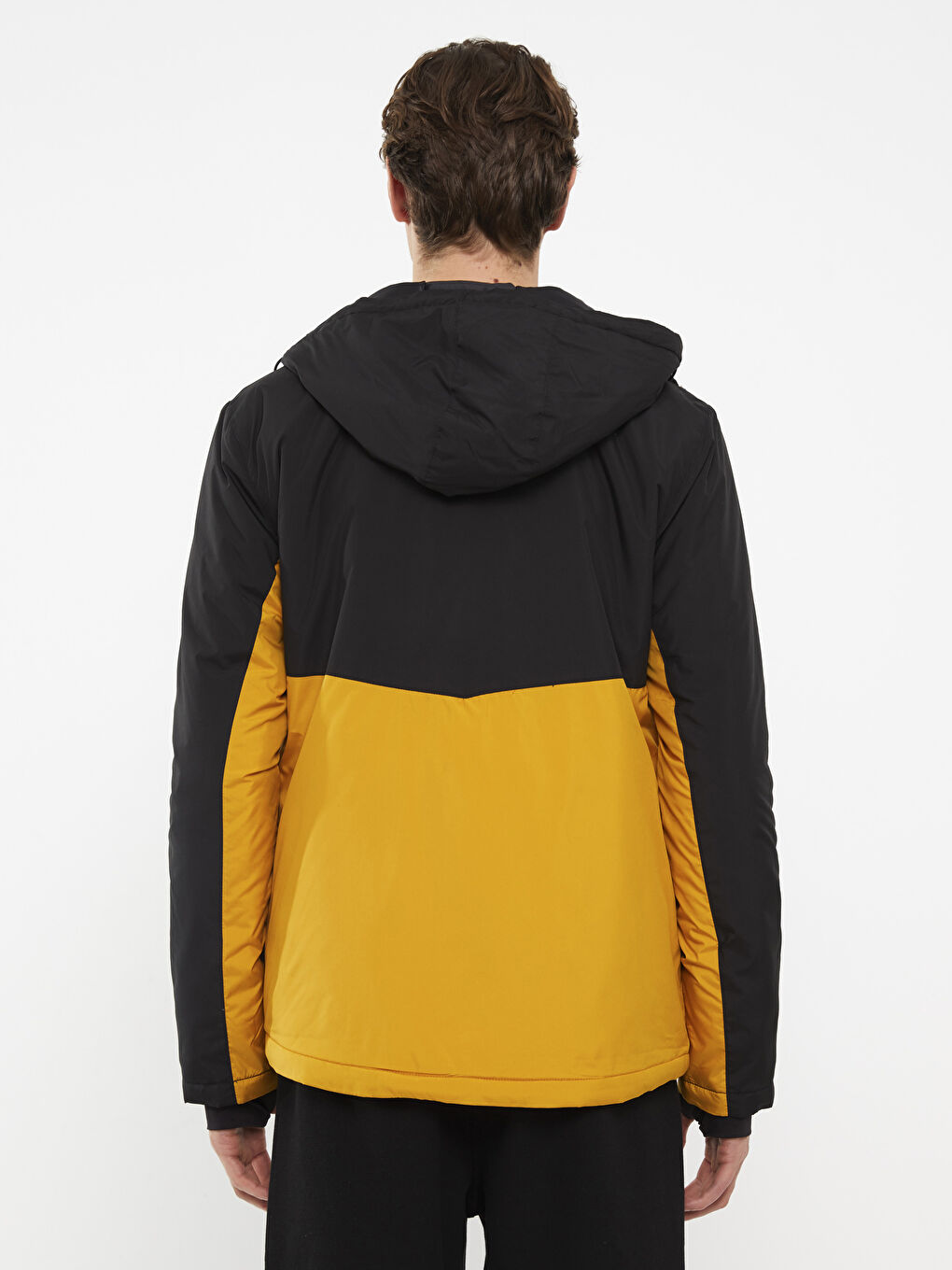 Sarı Standart Kalıp Kapüşonlu Erkek Yağmurluk-4