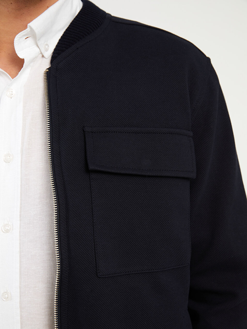 Lacivert Slim Fit Kolej Yaka Erkek Mont-2