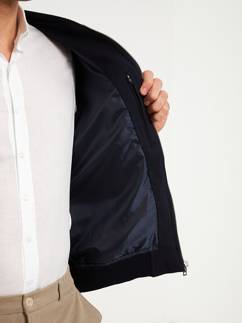 Lacivert Slim Fit Kolej Yaka Erkek Mont-3