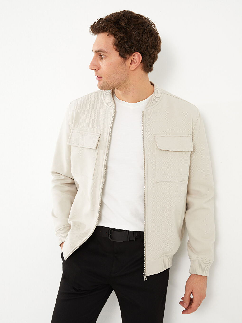 Slim Fit College Collar Men's Coat-1