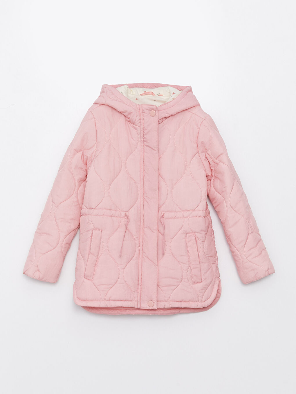 Hooded Quilted Patterned Girl Coat -S30384Z4-FGV