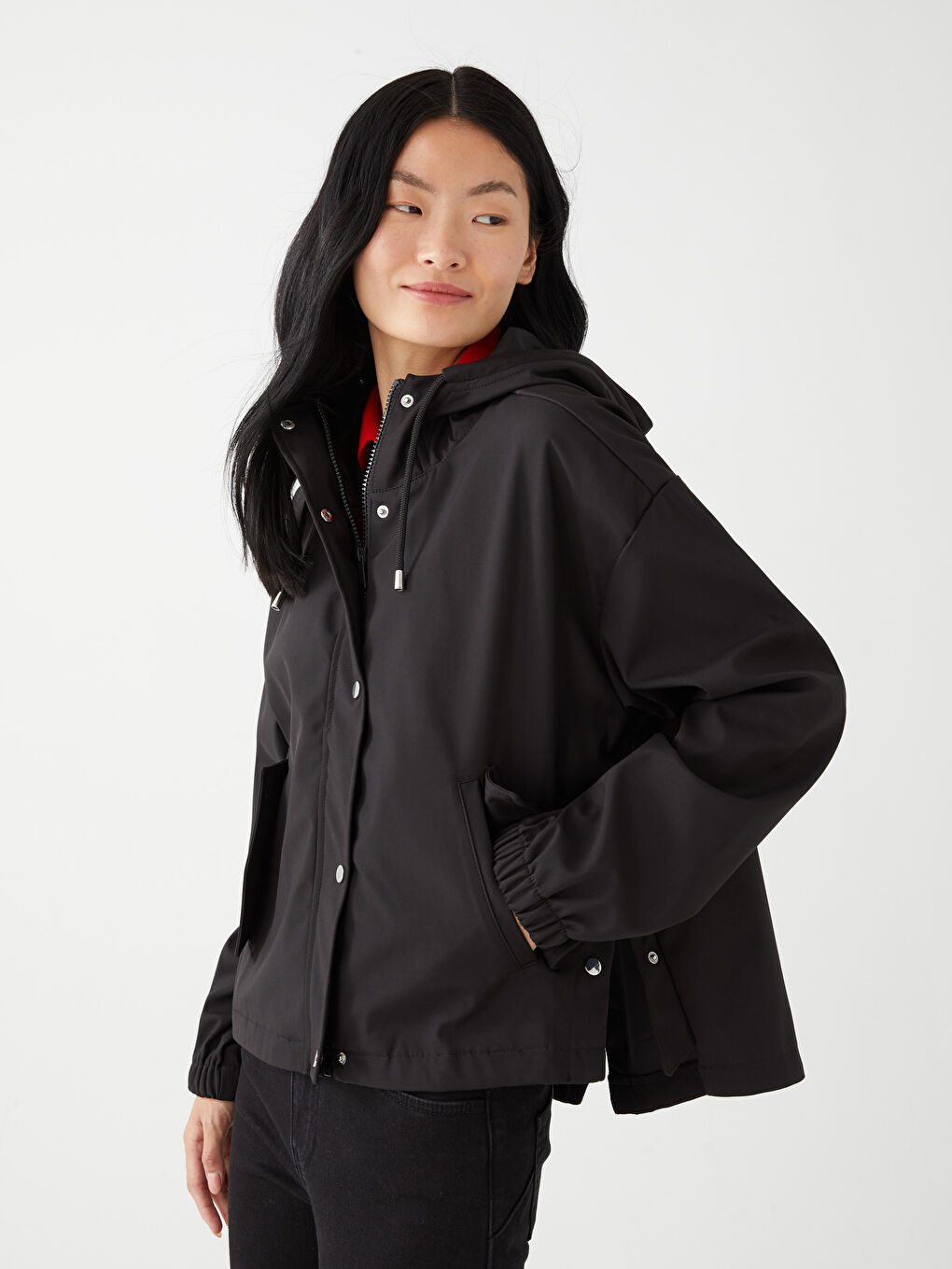 LCW Vision Kapüşonlu Düz Oversize Kadın Yağmurluk -S30399Z8-CVL