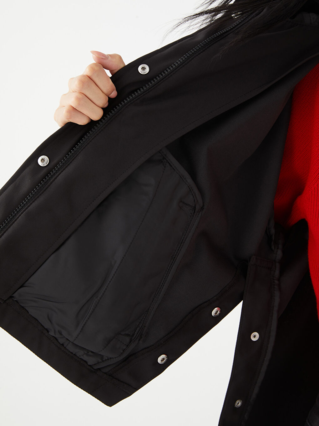 LCW Vision Kapüşonlu Düz Oversize Kadın Yağmurluk -S30399Z8-CVL