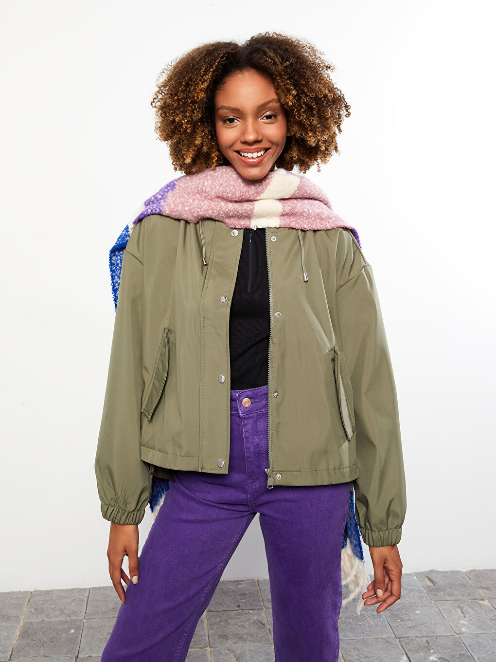 Mit Kapuze Schlichter Oversize Regenmantel für Damen-1