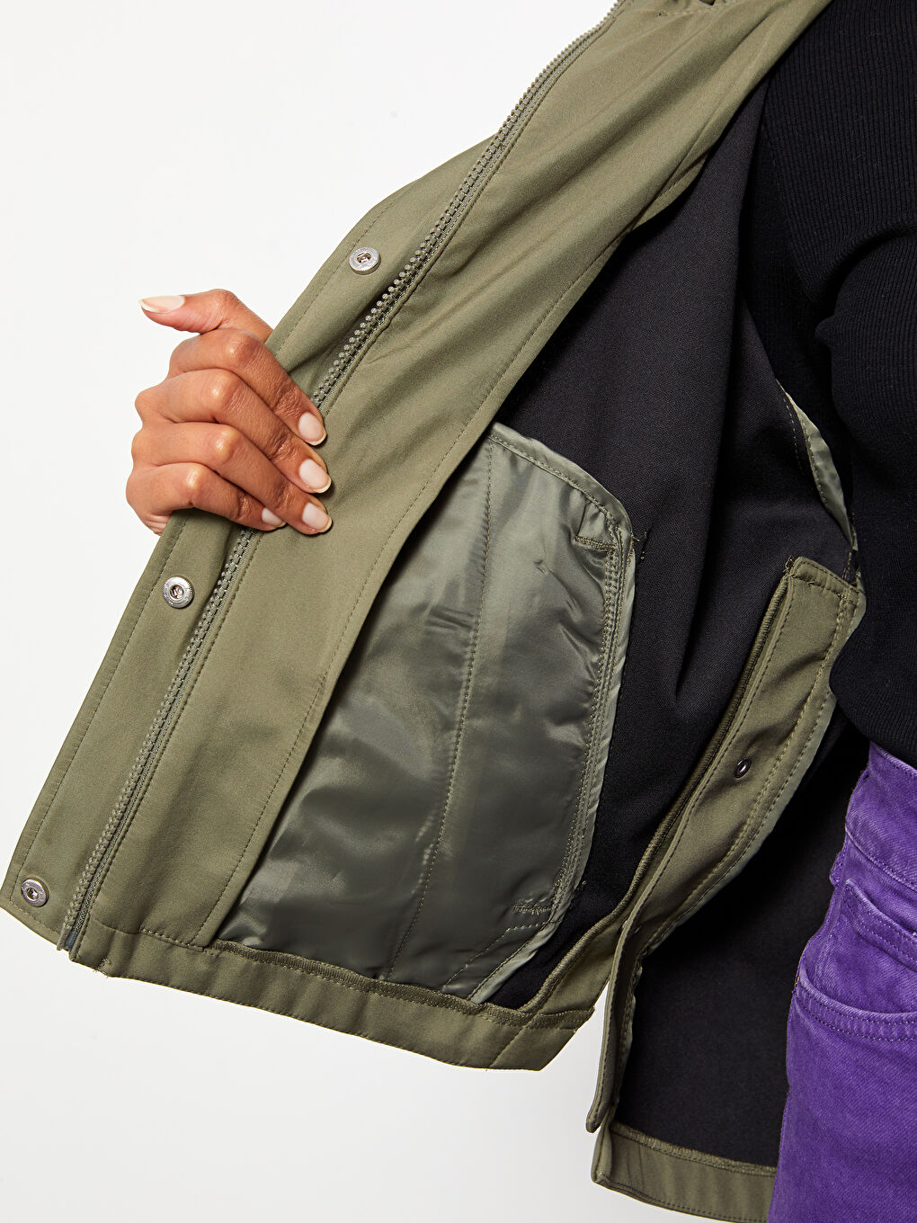 Mit Kapuze Schlichter Oversize Regenmantel für Damen-3