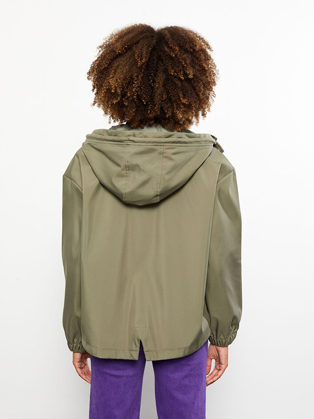 Mit Kapuze Schlichter Oversize Regenmantel für Damen-4