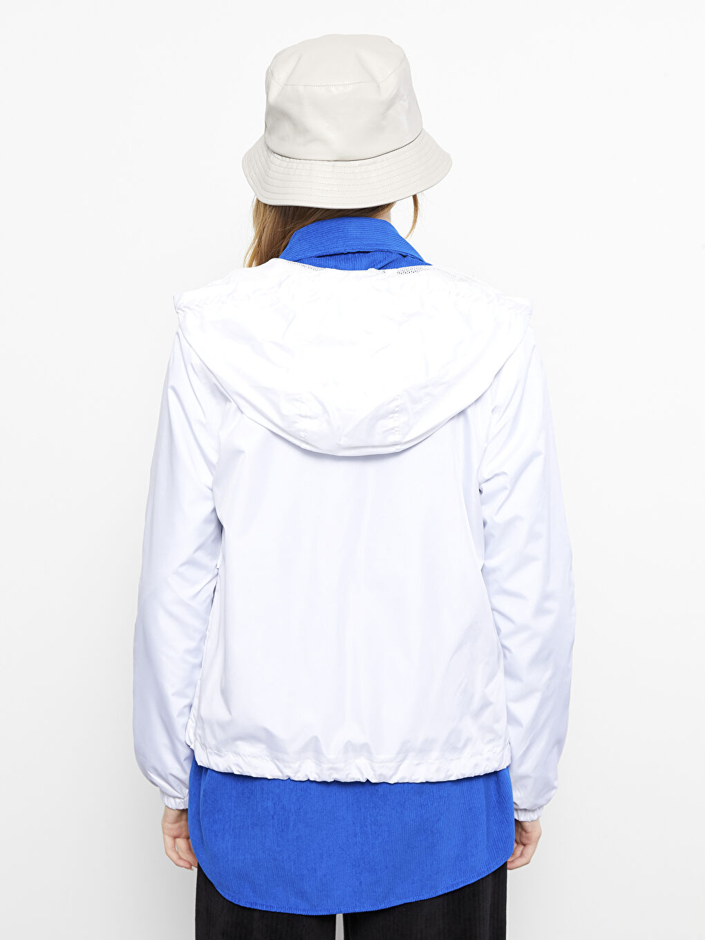 Women's Hooded Plain Raincoat-5