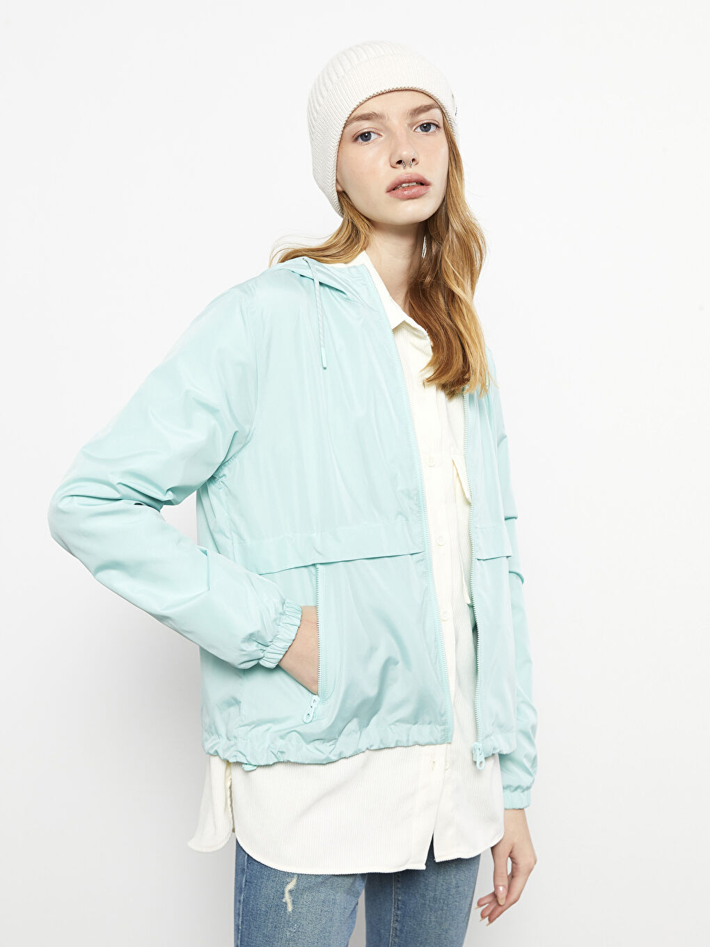 XSIDE Damen Regenmantel mit Kapuze, schlicht -S30401Z8-SAH