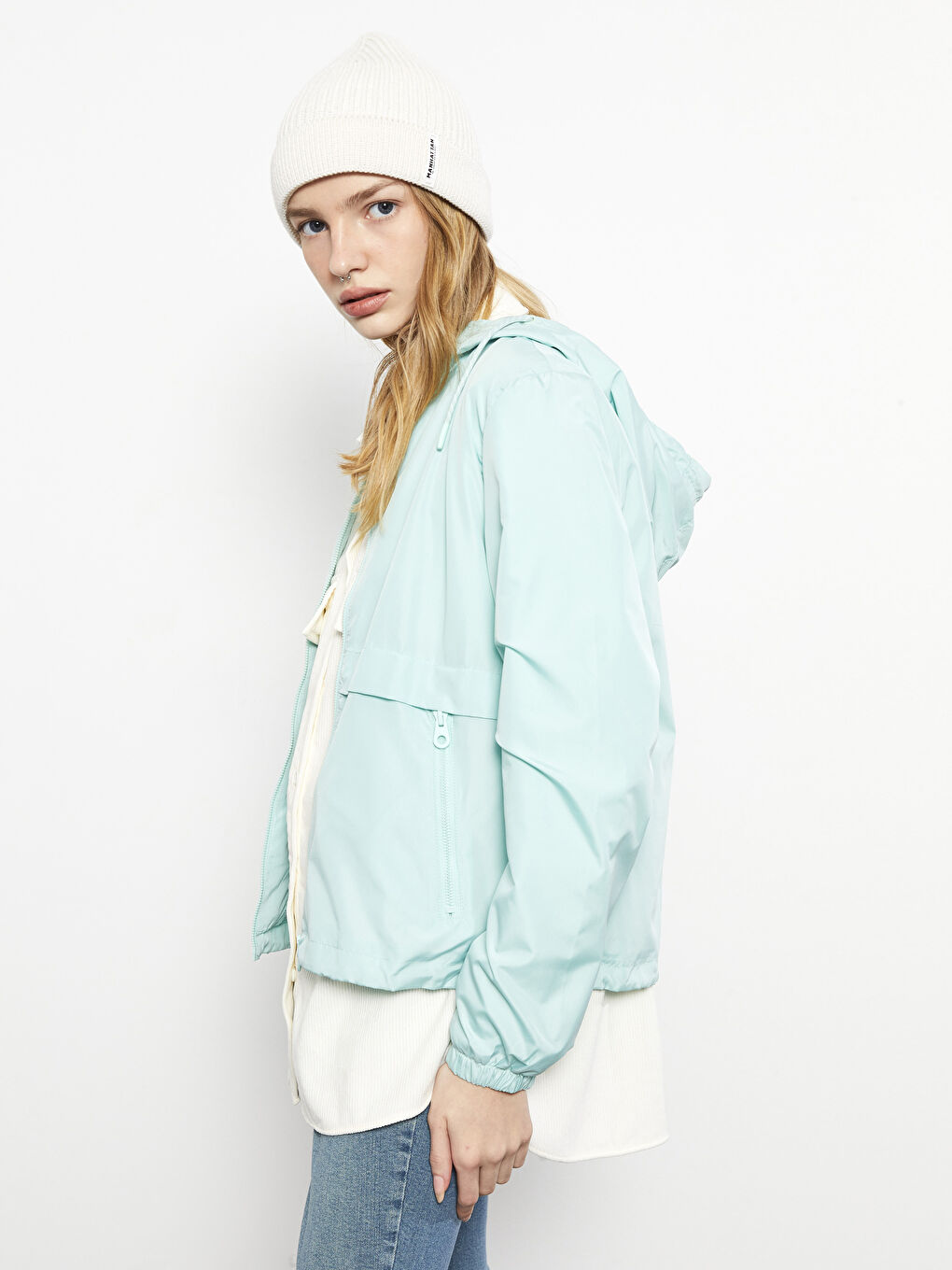 Hooded Regular Long Sleeve Women's Raincoat -S30402Z8-SAH