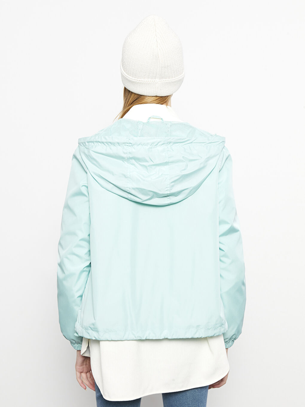 Hooded Regular Long Sleeve Women's Raincoat -S30402Z8-SAH