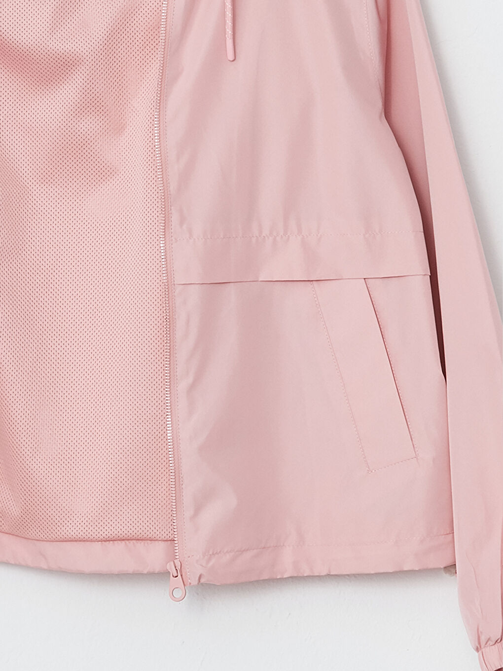 Pembe Kapüşonlu Kadın Yağmurluk-8