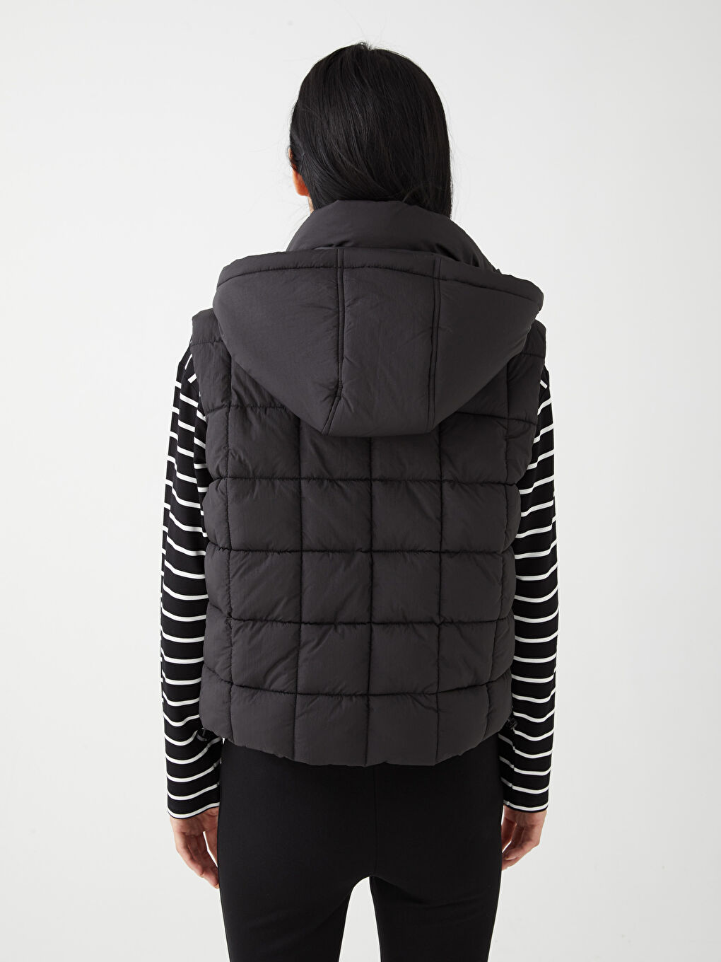 Hooded Patterned Women's Vest -S30408Z8-CVL