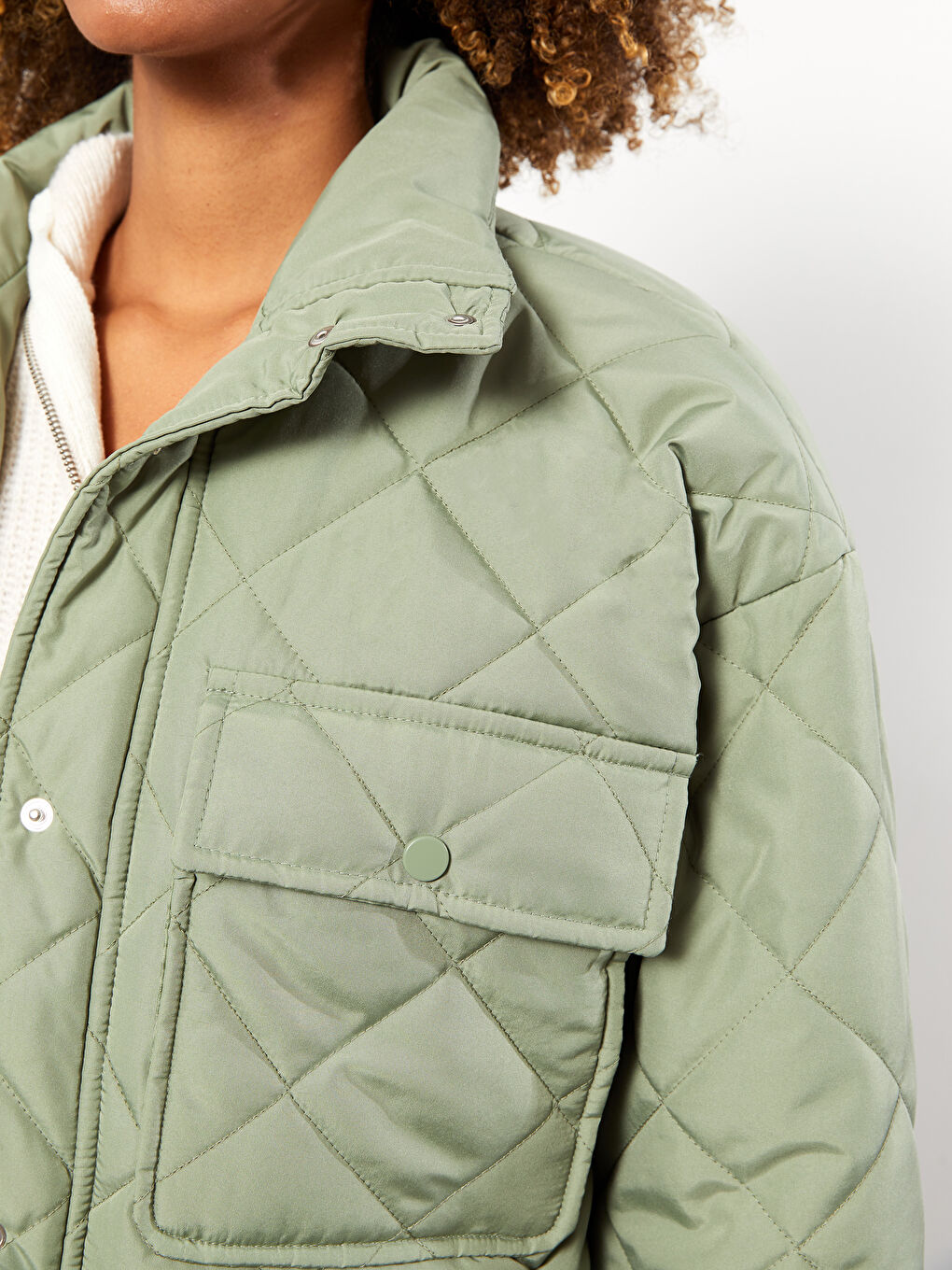 Turtle Neck Quilted Long Sleeve Women's Puffer -S30410Z8-SMG