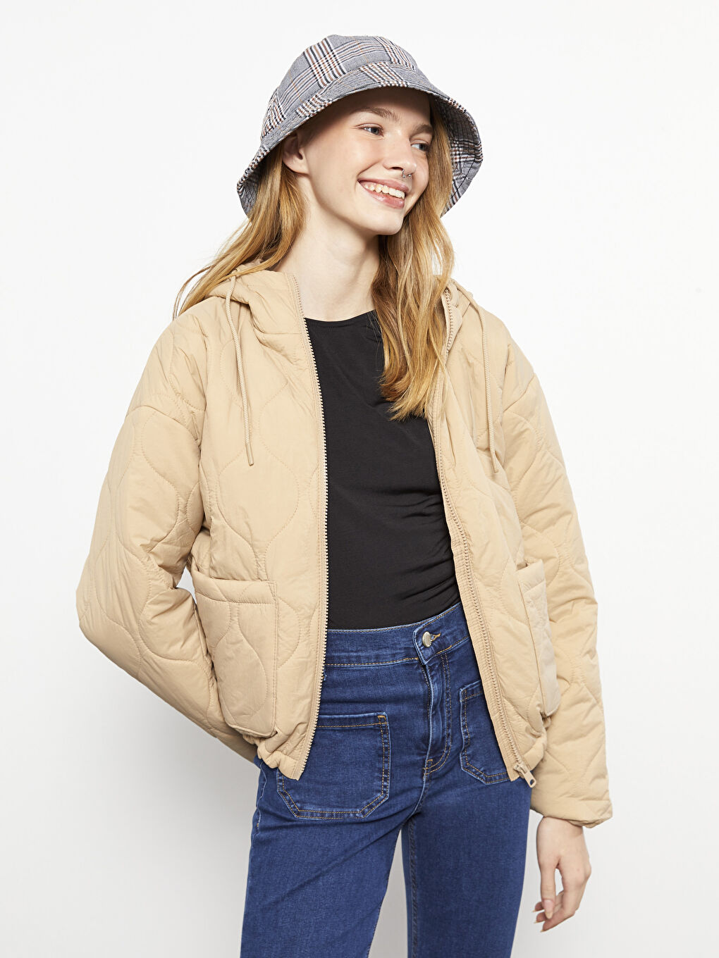 Women's Hooded Self-Patterned Long Sleeve Down Coat -S30411Z8-SHH