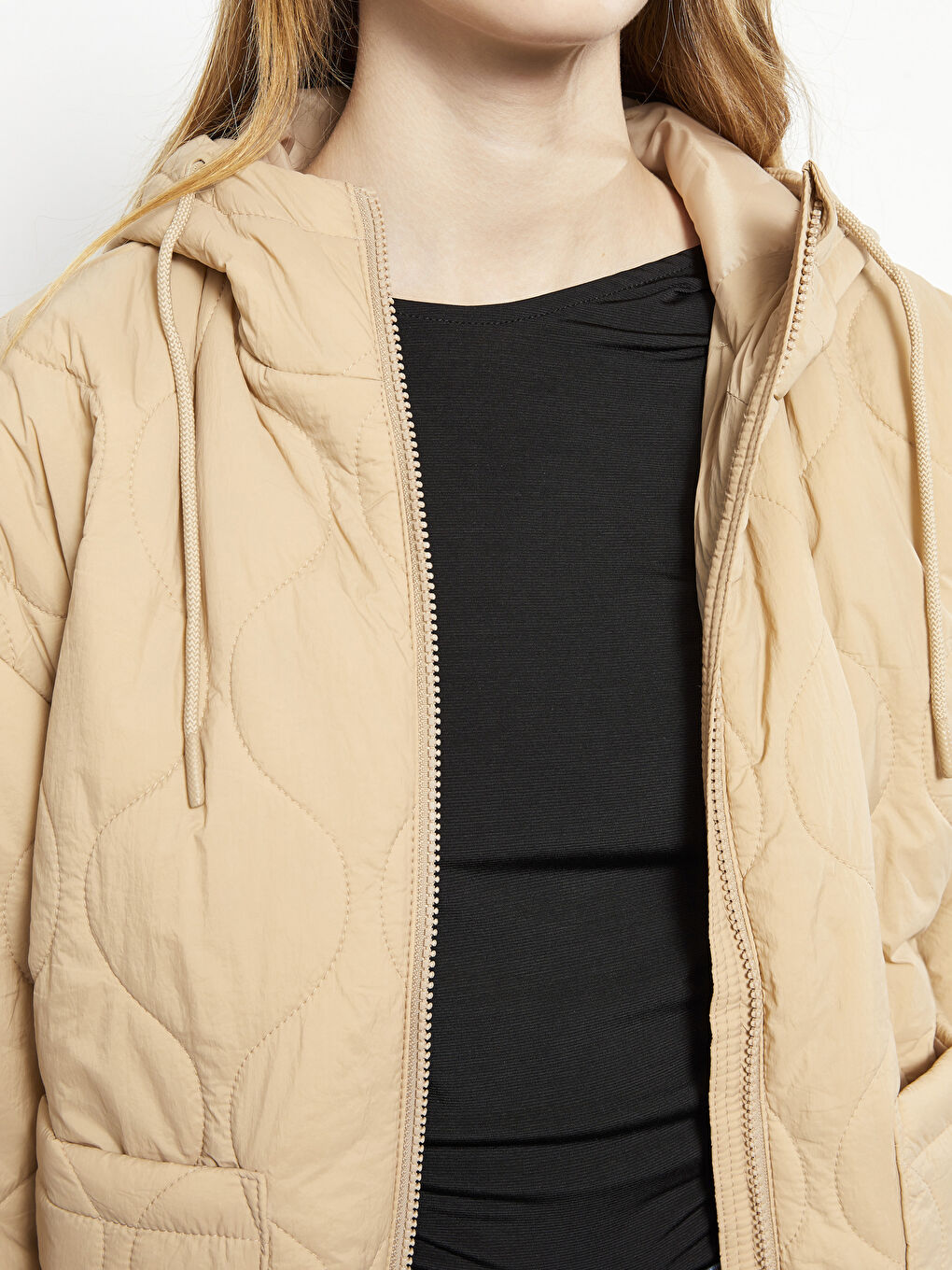 Women's Hooded Self-Patterned Long Sleeve Down Coat -S30411Z8-SHH