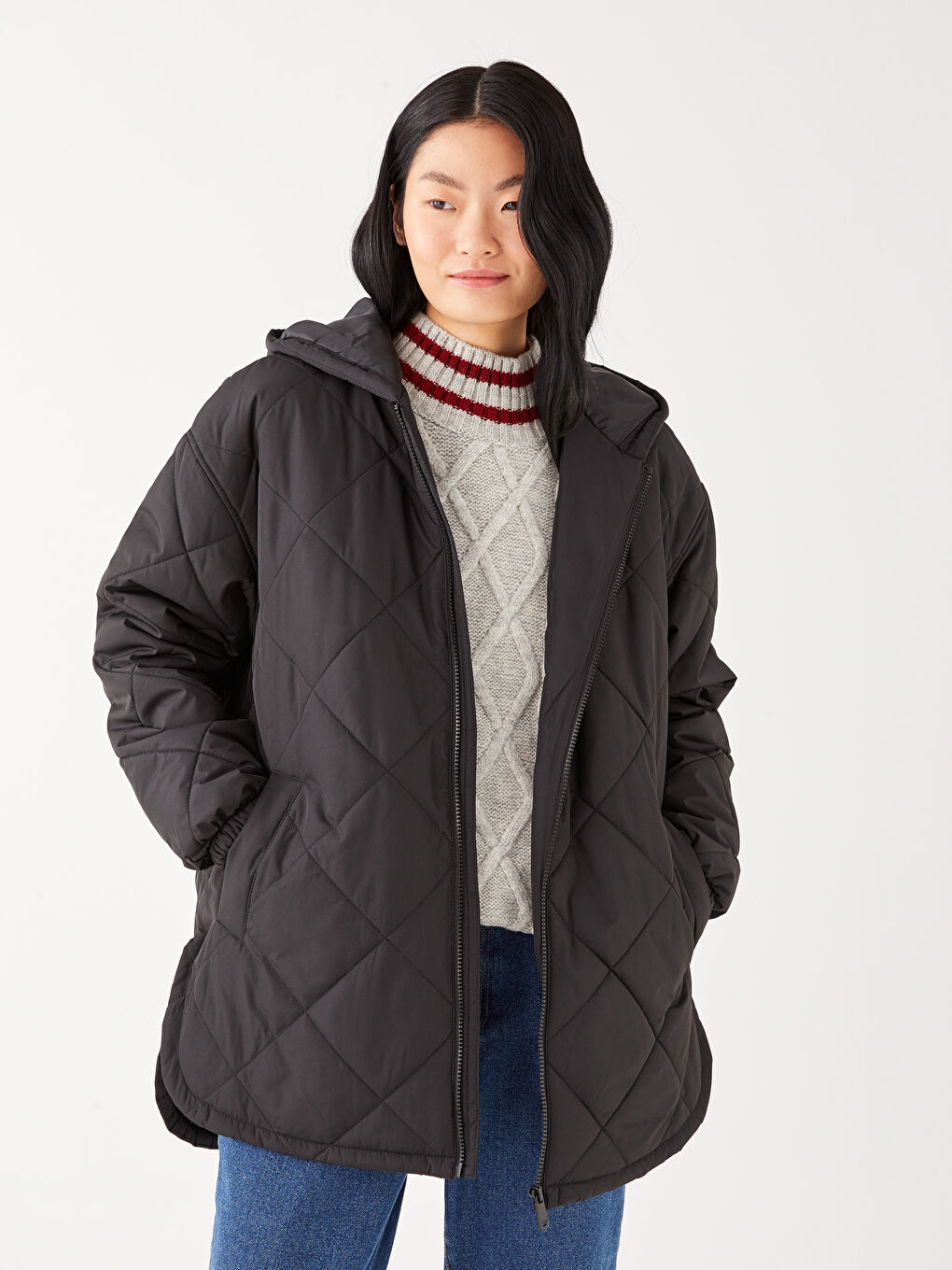 LCW Vision Hooded Quilted Women's Puffer Coat -S30413Z8-CVL
