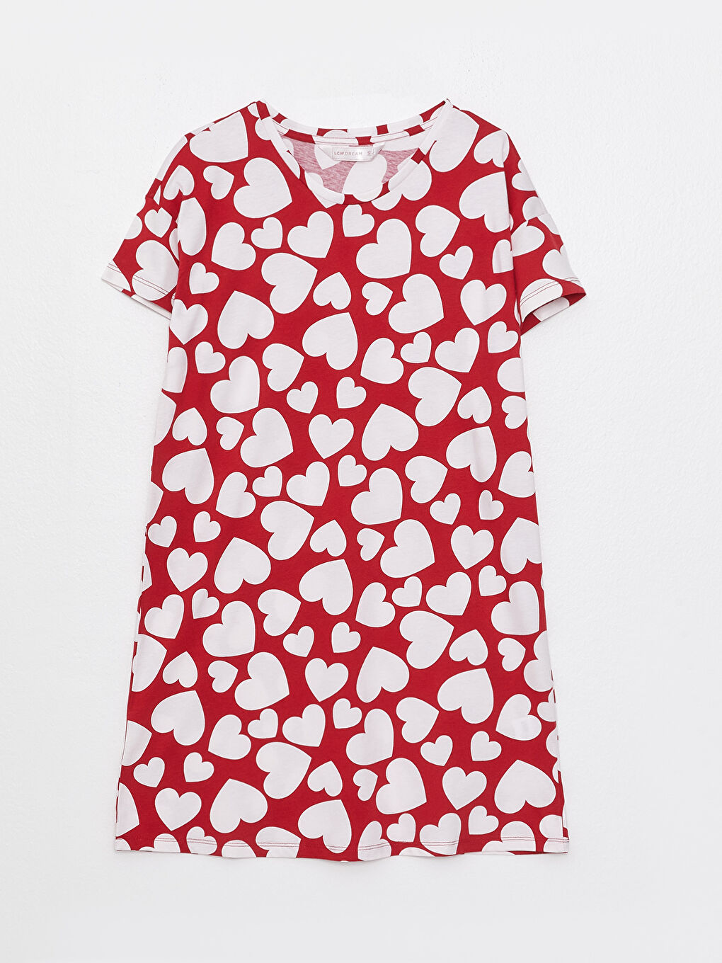 قميص نوم بياقة دائرية منقوش كم قصير للسيدات-5